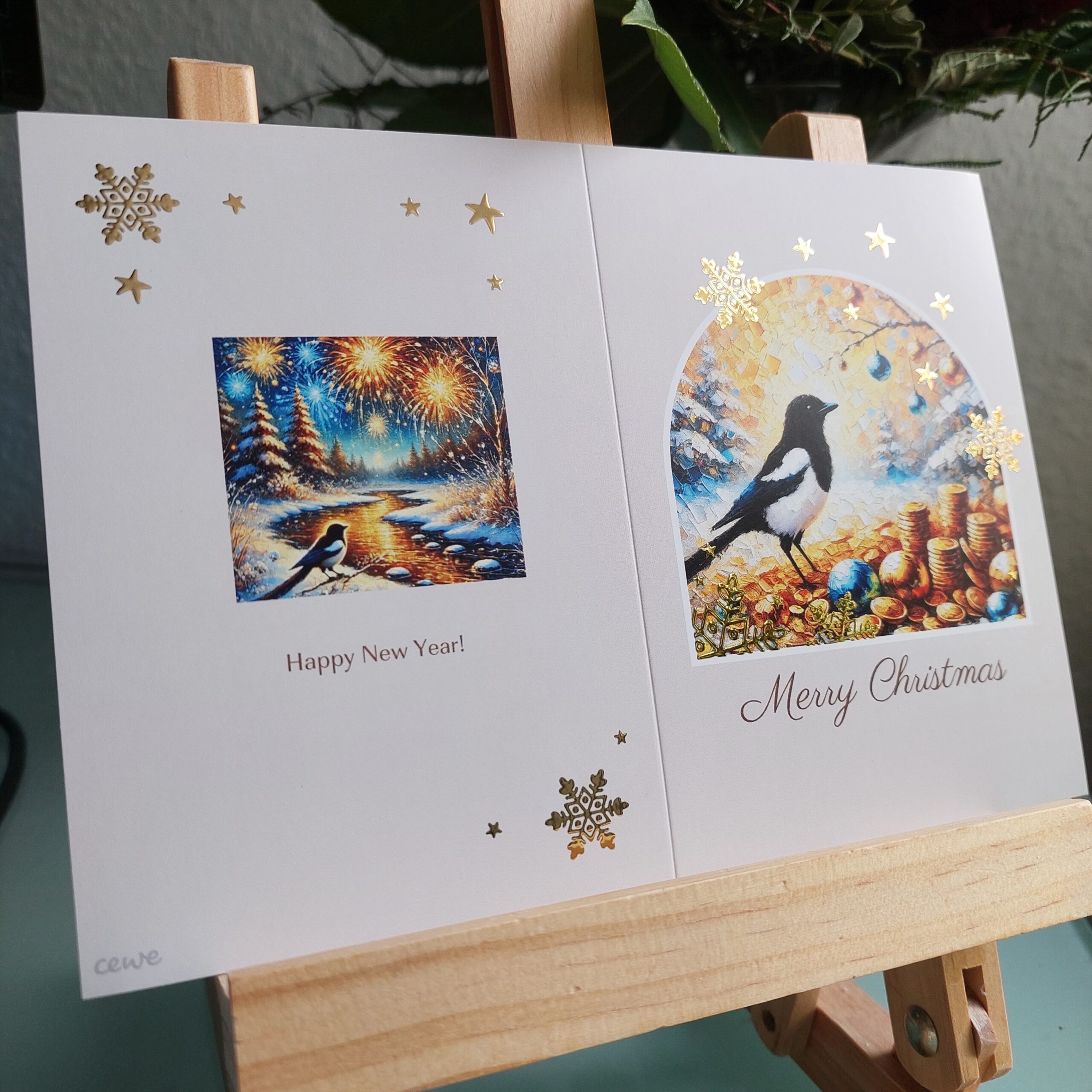 Merry Christmas Happy New Year! Christmascard with Gold