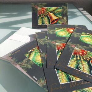 10er Set: Goldene Glocke im Tannengrün