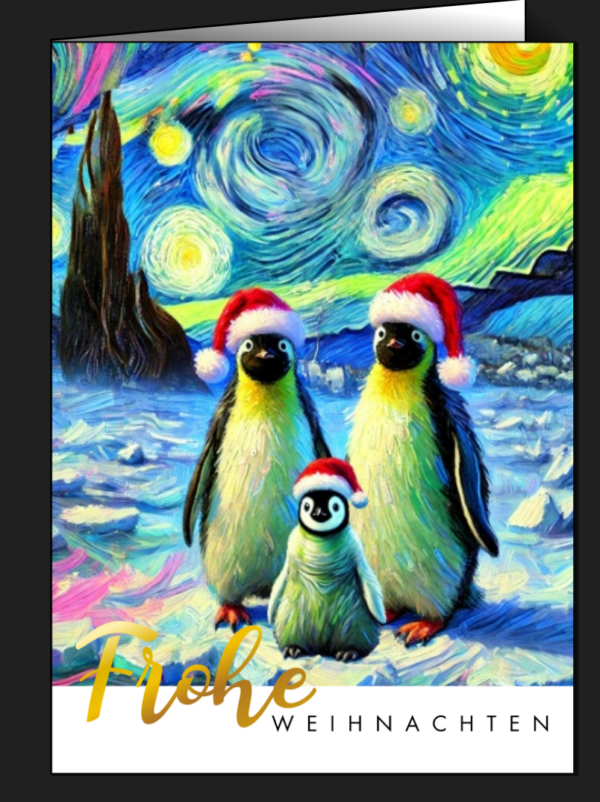 Weihnachtskarte Pinguine