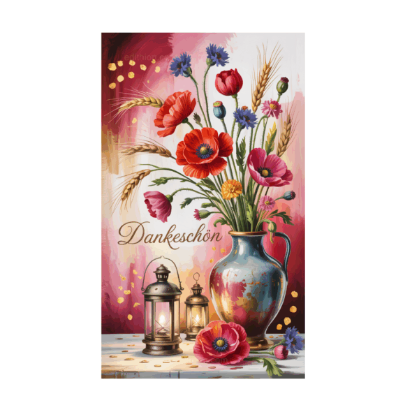 Dankeskarte mit Mohn- und Kornblumen auf hellem Hintergrund – Karten-Set „Korn. Blumen. Dank.“ von Edithion