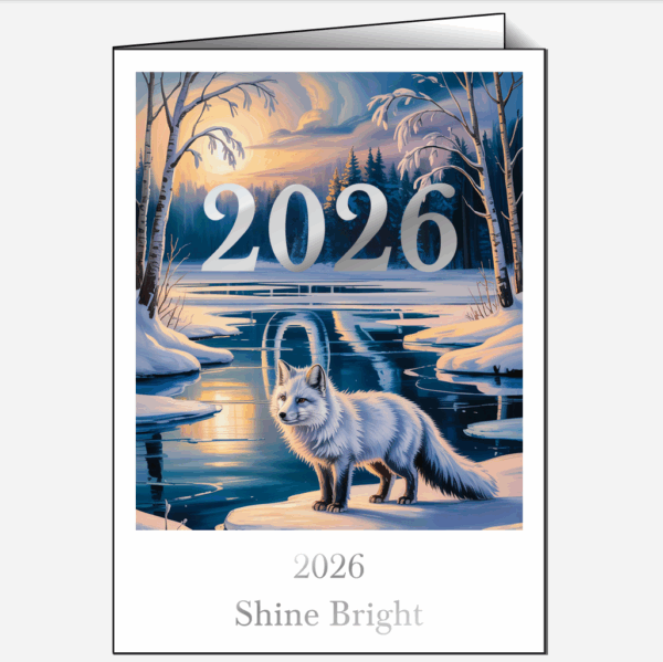 Exklusive Klappkarte „Lichterzauber 2026 mit Polarfuchs“