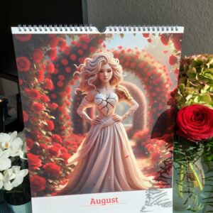 Heldinnen Kalender 2026 Augustblatt mit Rosen