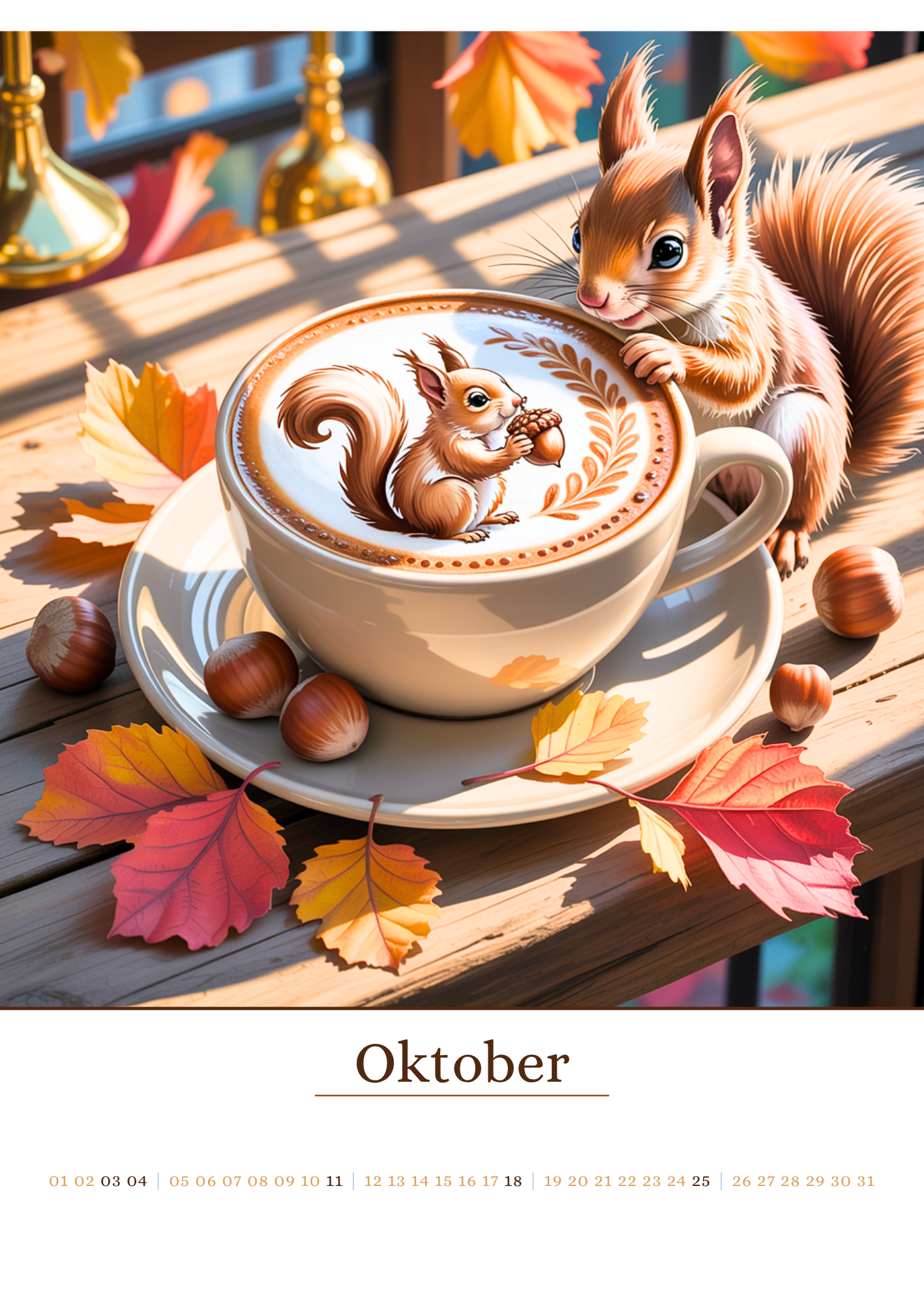 Kaffeekalender 2026 Monat Oktober
