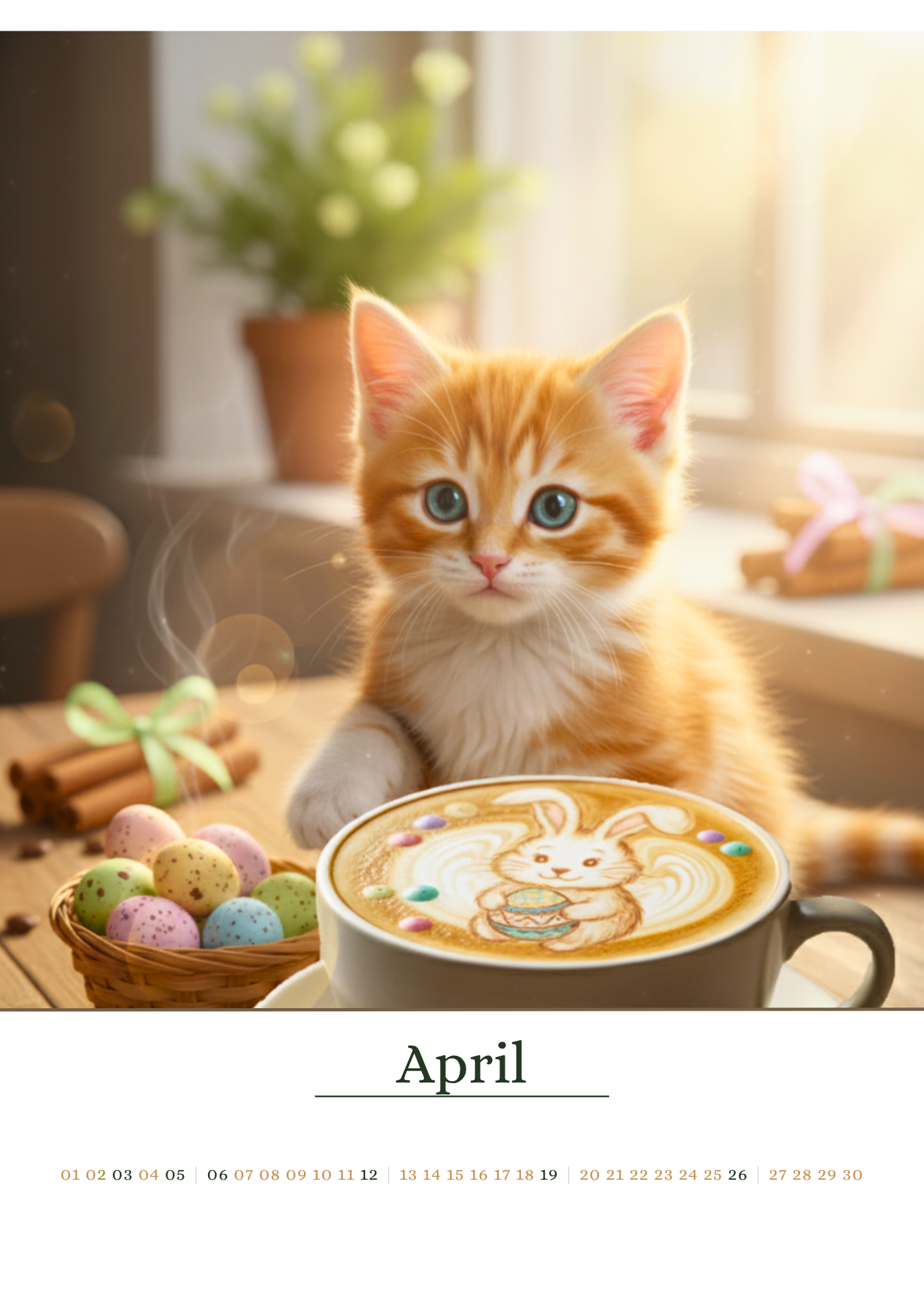 Cat meets hare in April 2026 Calendar