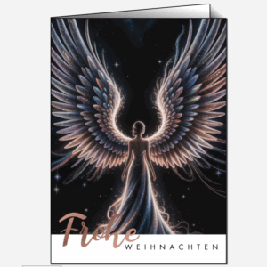 Weihnachtskarte Angel, Angel – Exklusive Klappkarte mit Neujahrsgruß und Engelslicht
