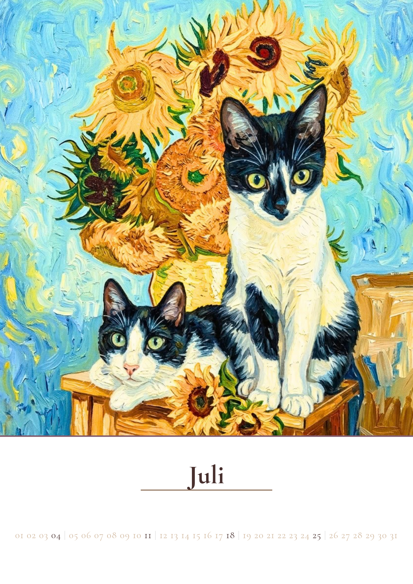 Sonnenblumen mit Katzen im Van Gogh Stil