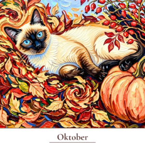 Katzenkalender 2027  Siamkatzen im Van Gogh Stil | Premium-Kunstkalender | Deutsche Feiertage